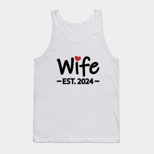 Wife EST. 2024 typographic logo design Tank Top